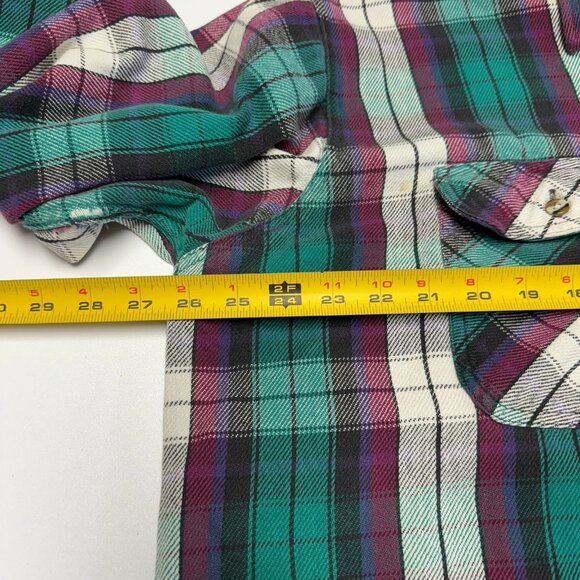 Vintage Field & Stream Plaid Flannel Purple & Green Button Shirt Size XL - Picture 16 of 16
